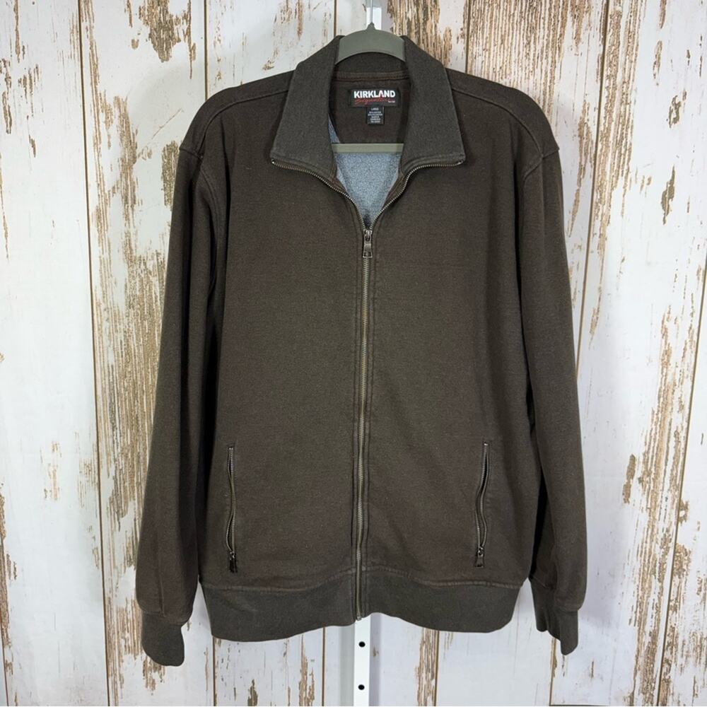 Kirkland Signature Men's Dark Grey Zip-Up Sweater. Size Large. Good used cond!